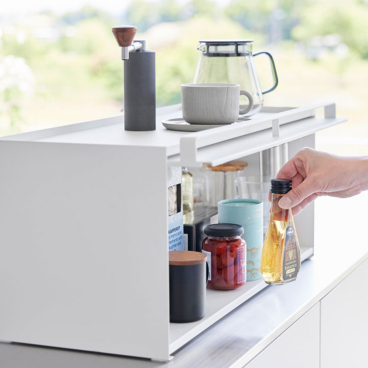 楽天市場】前が開くキッチンカウンター上収納ラック D24 山崎実業