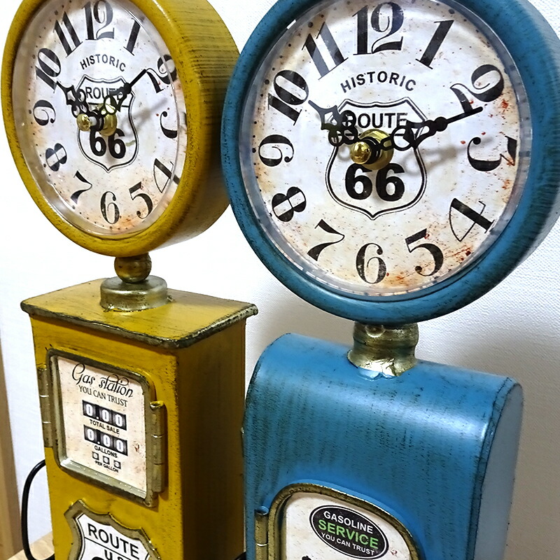 楽天市場】置時計 ルート66 レトロ ビンテージ ガスポンプ 4カラー