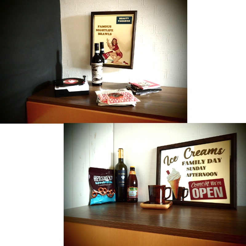 楽天市場】パブミラー おしゃれ 壁掛け アメリカン ミラー 木製