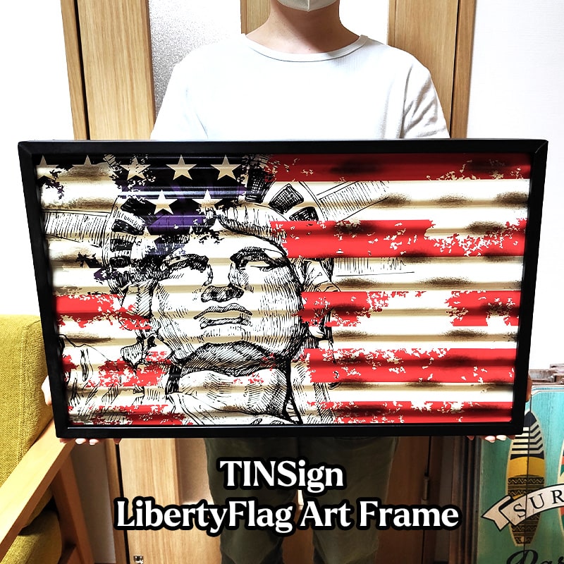 楽天市場】ブリキ看板 TinSign LibertyFlag Art Frame 自由の女神 大型