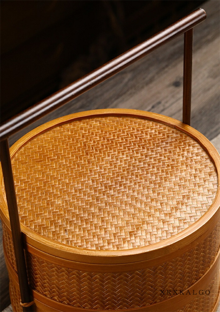 楽天市場】【時間限定全品10%OFF】竹かご 竹 2段 蓋付きバスケット