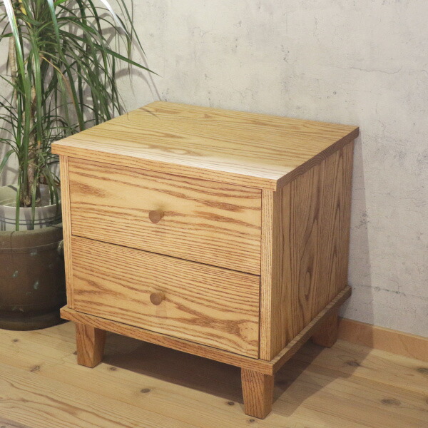 楽天市場】チェスト 2段 タモ材 引き出し (ベッドサイドチェスト) 無垢
