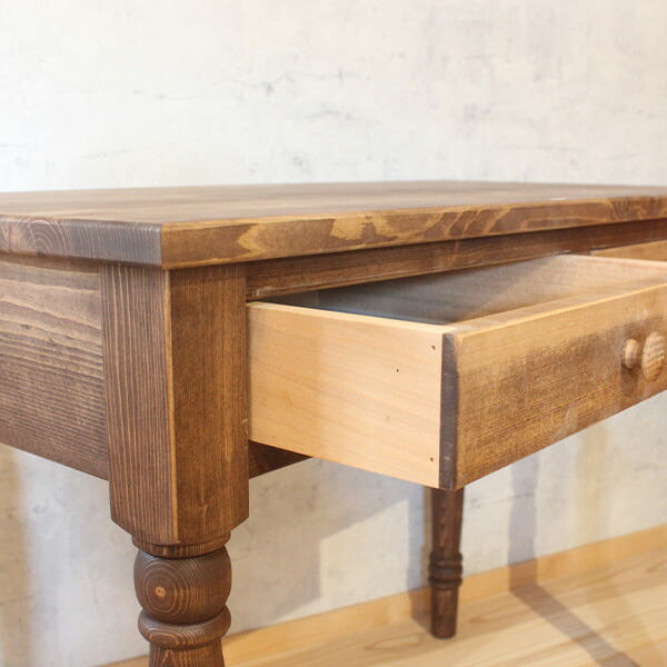 楽天市場】デスク ろくろ脚 木製 引出し付き パイン材 幅100cm 高さ