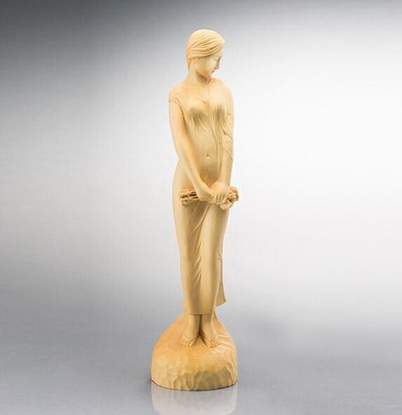 楽天市場】【代引き不可】本黄楊 乙女のときめき 置物 オブジェ 美人像