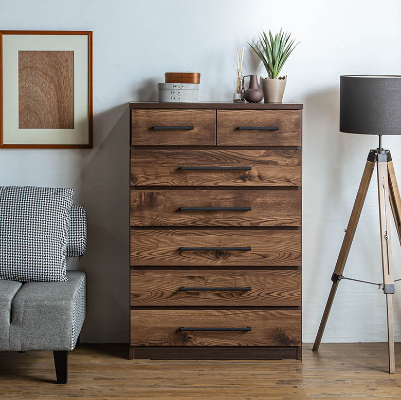 jyabjyabs ブラウン木製チェスト 6引き出し jyabjyabs ブラウン木製