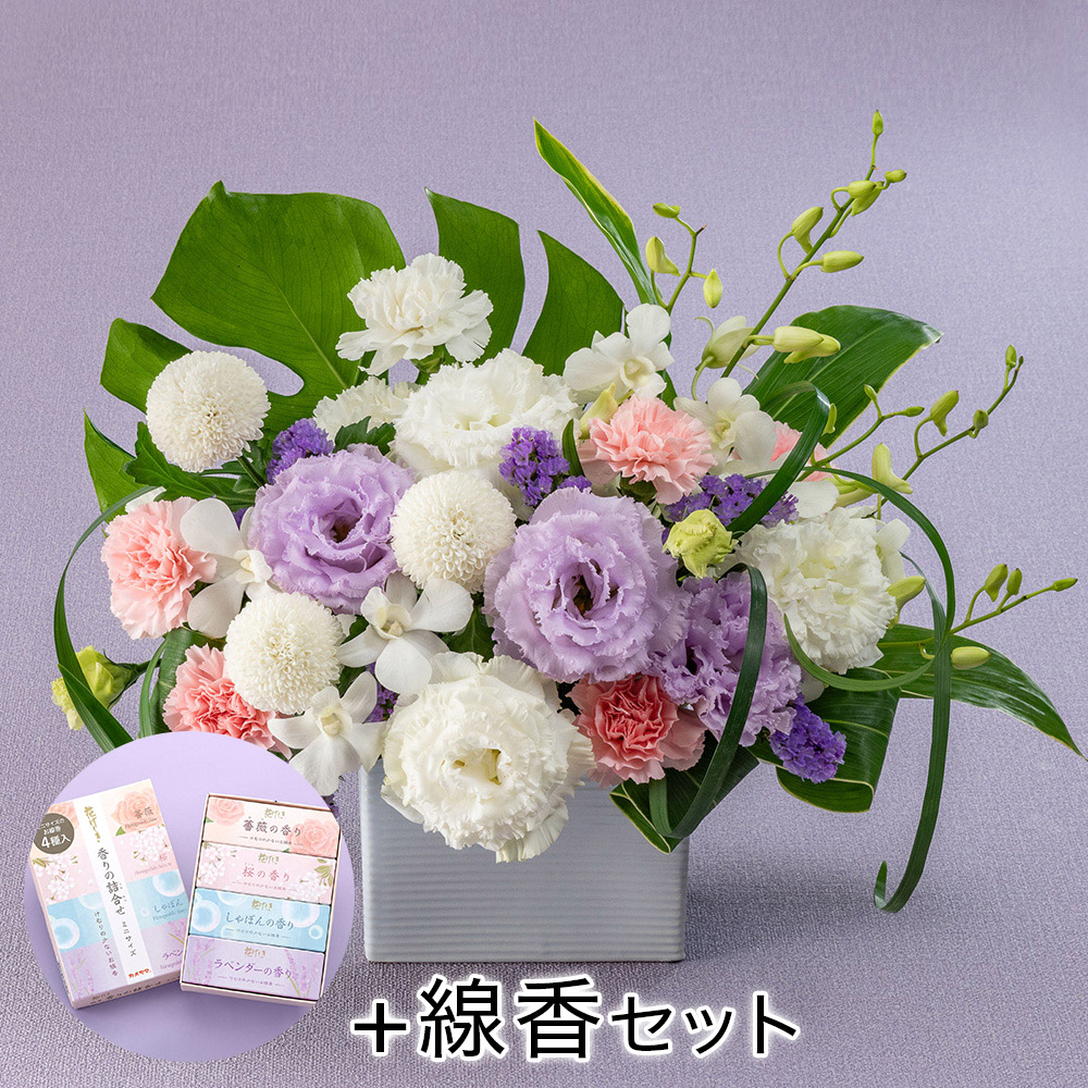 楽天市場】お供え 花 お供え用 線香付 アレンジメント「花清香(はな