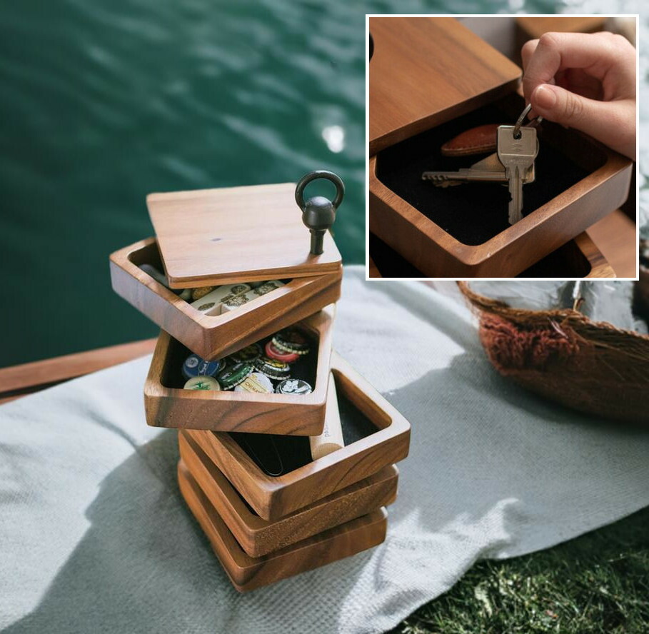 楽天市場】キーケース アクセサリーケース 天然木製 回転式 ジュエリー