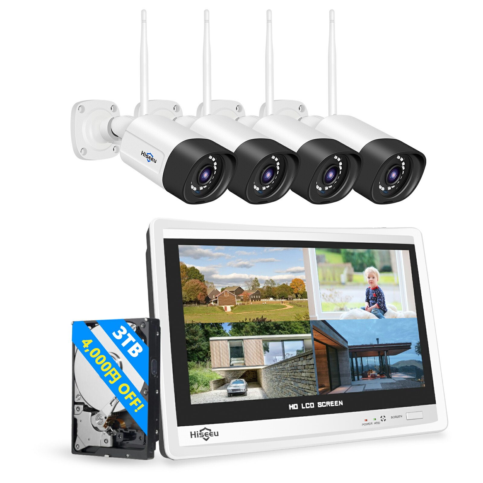 楽天市場】【HDD容量1TB→3TBに・防犯対策助成金あり】Hiseeu 防犯