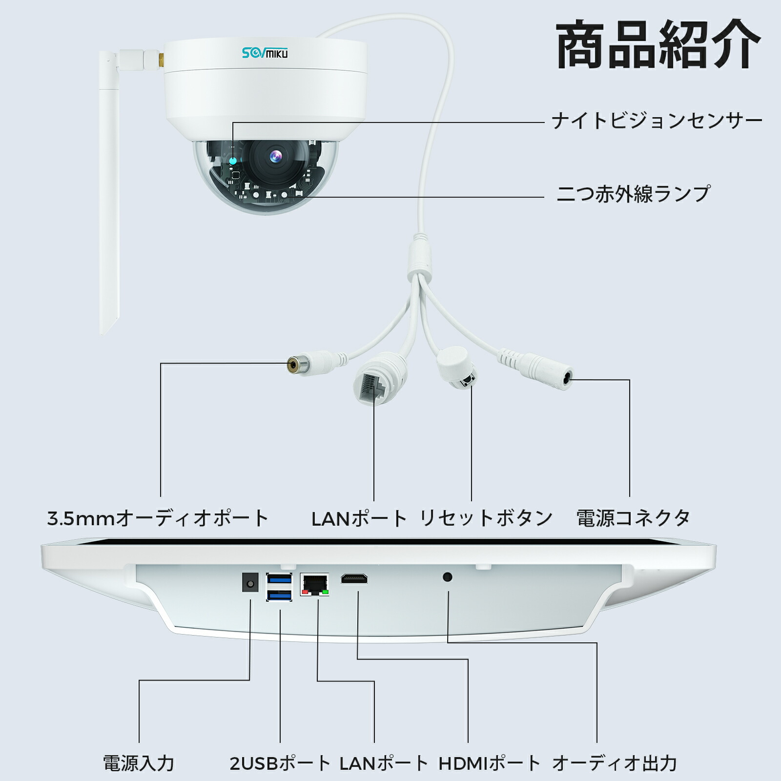 楽天市場】【500万画素・ドーム型4台セット】SOVMIKU 防犯カメラ 12
