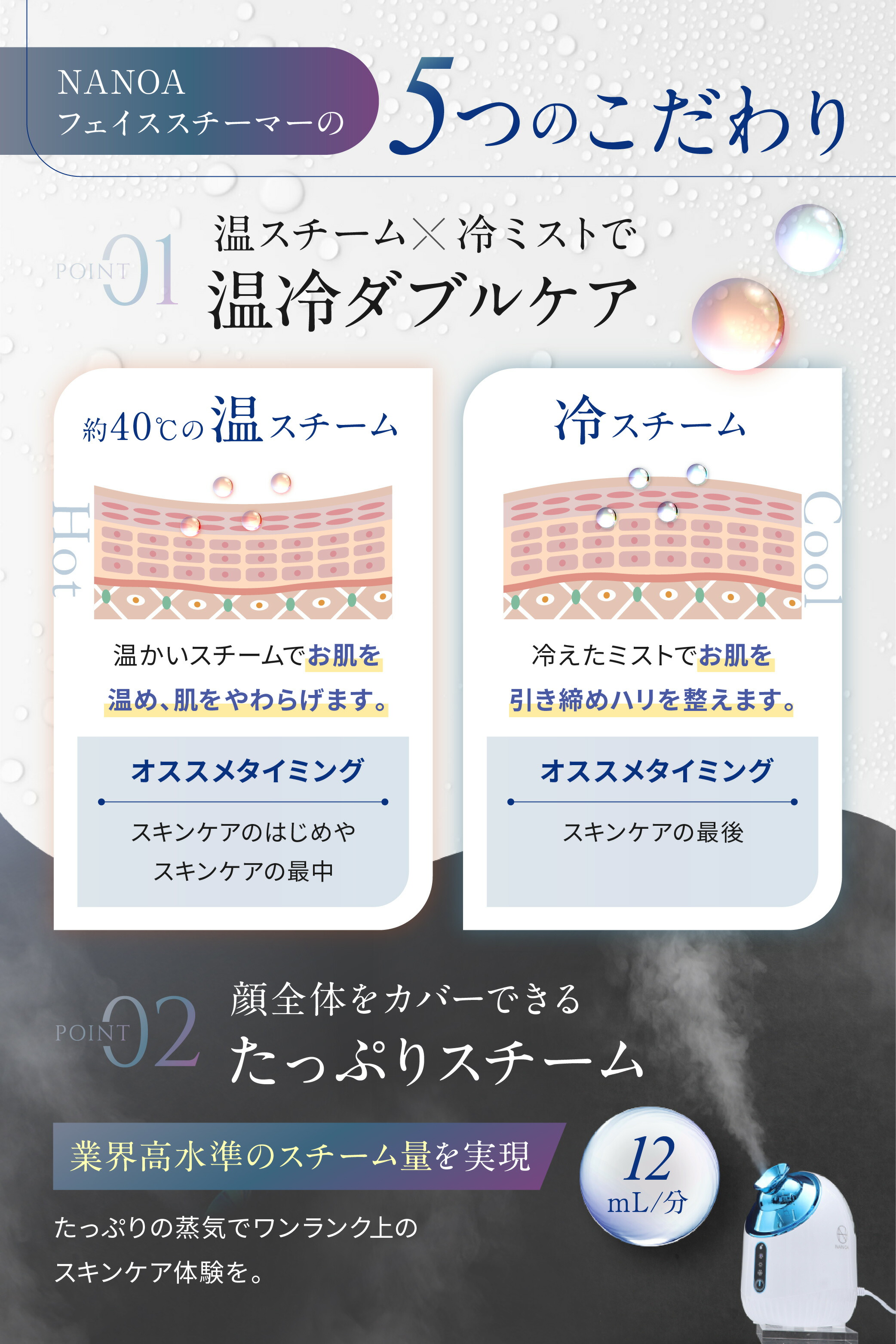 楽天市場】NANOA フェイススチーマー スチーマー 温冷 エステ 顔 水道