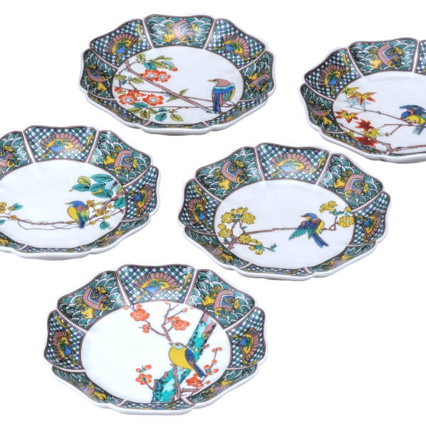 楽天市場】九谷焼 5.5号皿揃（八角皿5枚セット）花鳥絵変りK9-126