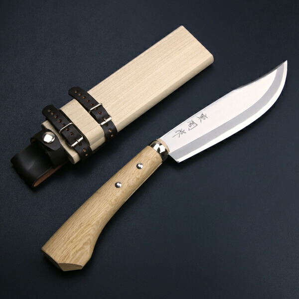 楽天市場】東周作 山師用磨き剣鉈 両刃6寸青紙鋼 鞘付き 土佐火造り鉈