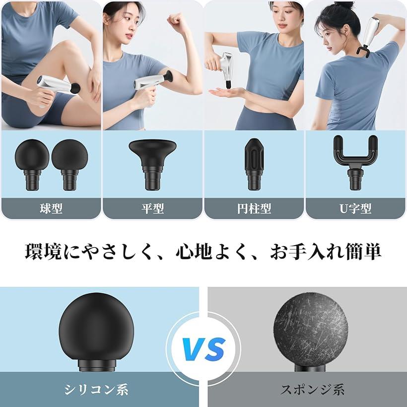 楽天市場】筋膜リリースガン ハンディガン 4つのシリコンヘッド+1つの
