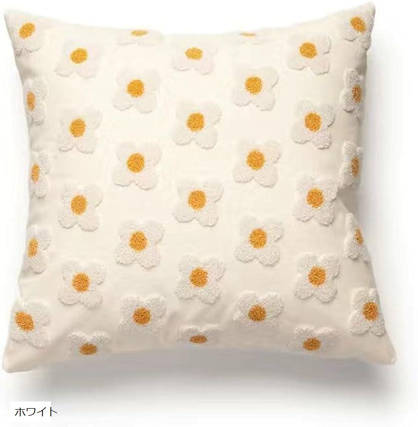 楽天市場】パイルフラワー クッションカバー 花柄 白い花 ホワイト