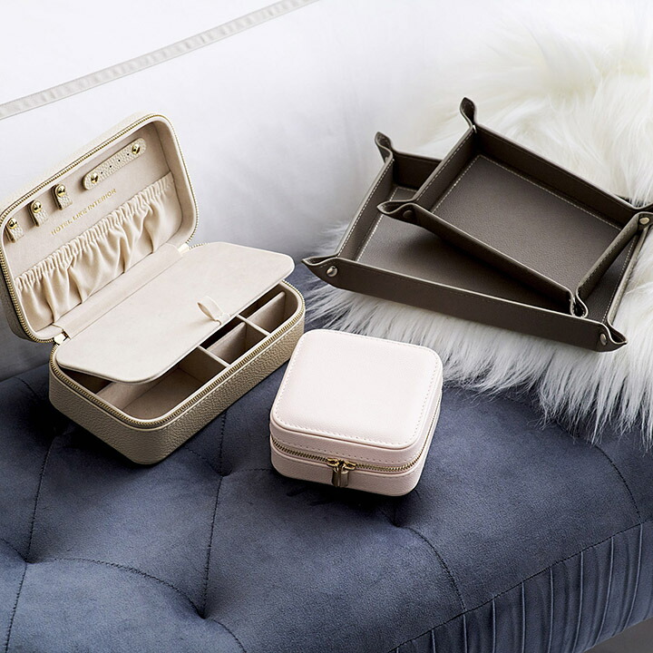 楽天市場】レザー ジュエリーケース 本革 高級牛革［R］グレー ブルー