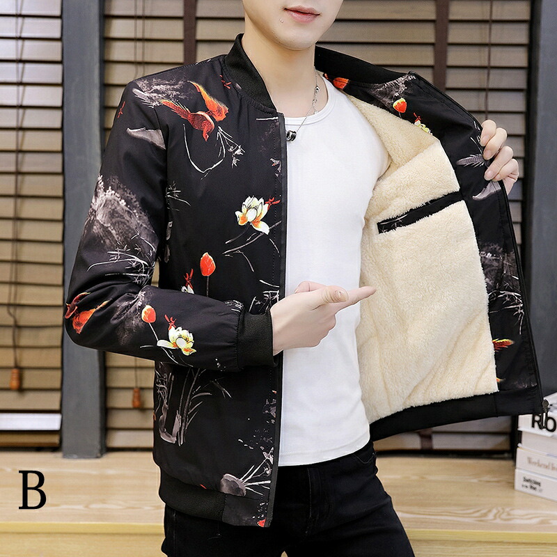 楽天市場】NEW スカジャン メンズ 花柄ジャケット 裏起毛 厚手 防寒