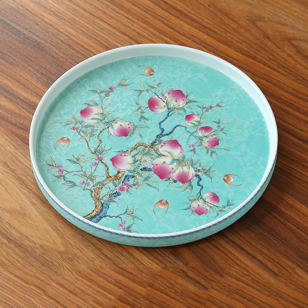 楽天市場】「みずみずしい桃の絵柄・九桃」丸 トレー お皿 円 丸皿
