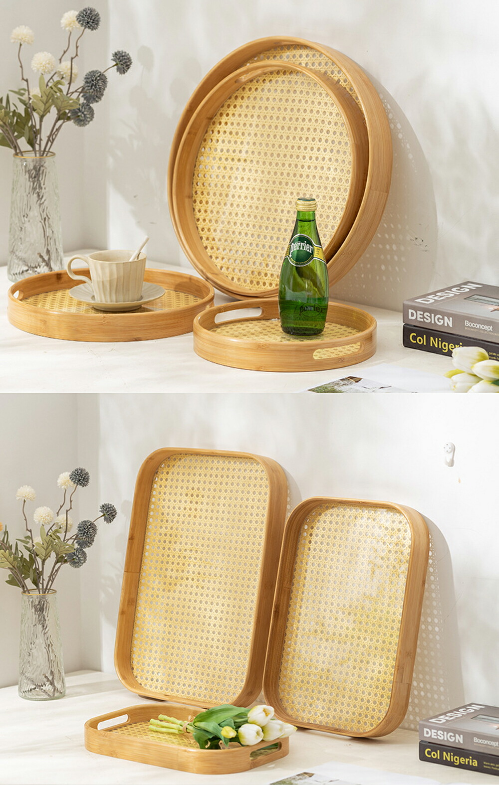 楽天市場】竹&藤 トレー 藤編み 長角膳 20cm 30cm 35cm 40cm 丸形 角型