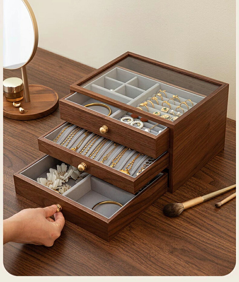 楽天市場】銘木 ジュエリーボックス アクセサリーケース 木製 仕切り