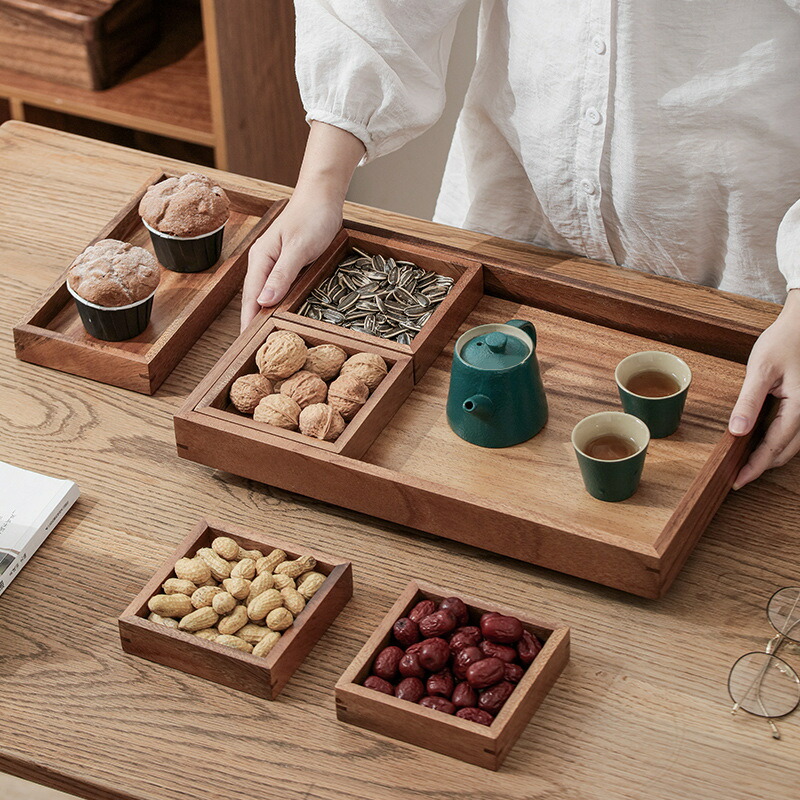 楽天市場】6点セット 新作 ティートレー＆収納ケース ウールナット