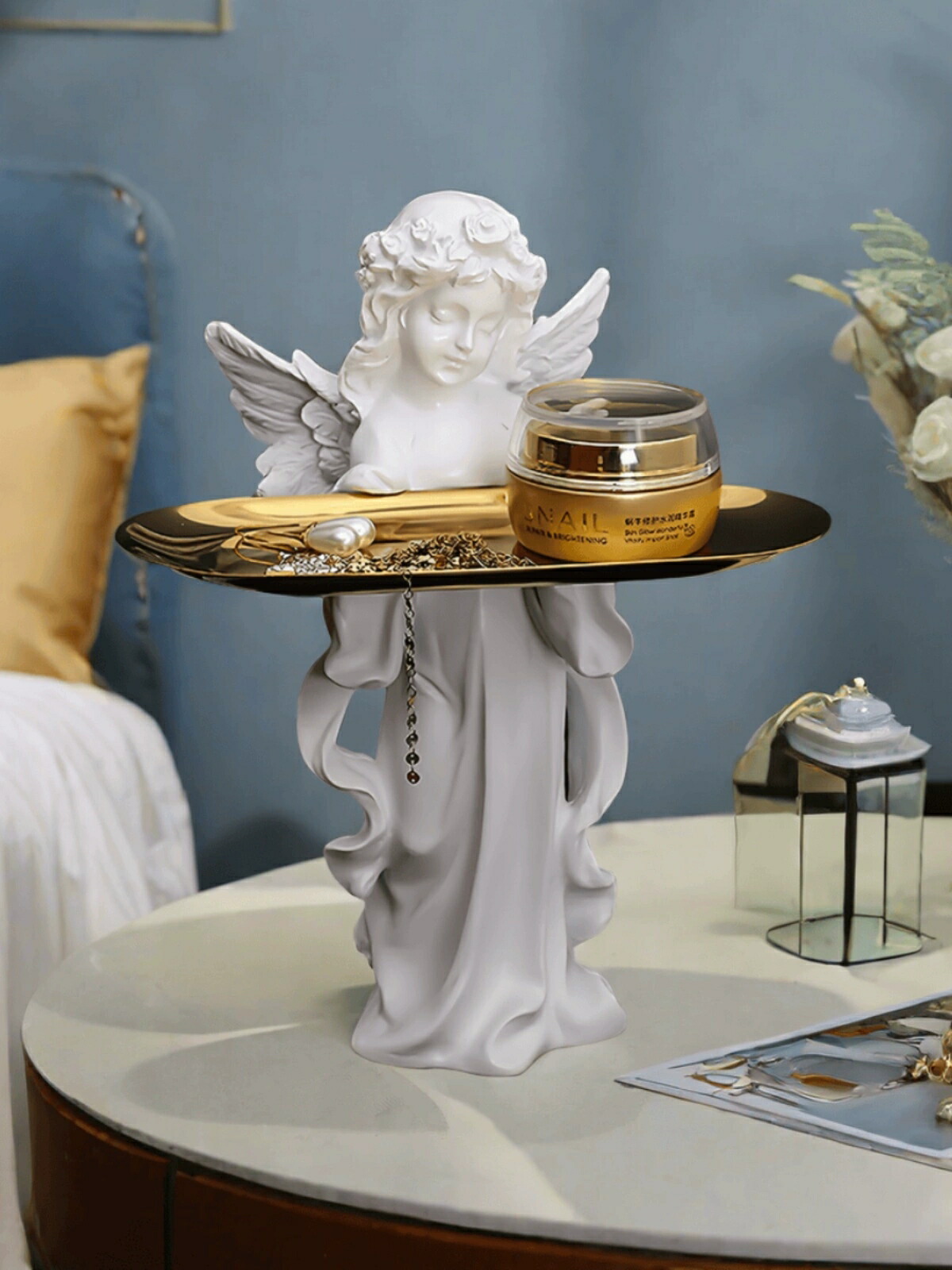 楽天市場】玄関トレー 天使 置物 かわいい 樹脂 小 彫像 白 オブジェ