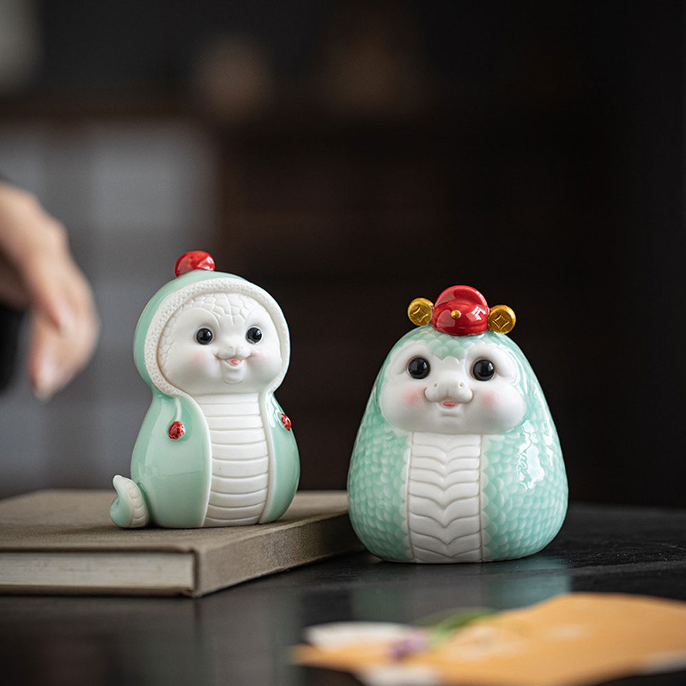 楽天市場】開運祈願 蛇 縁起もの 新年 ヘビ 陶磁器 蛇の置物 青 風水