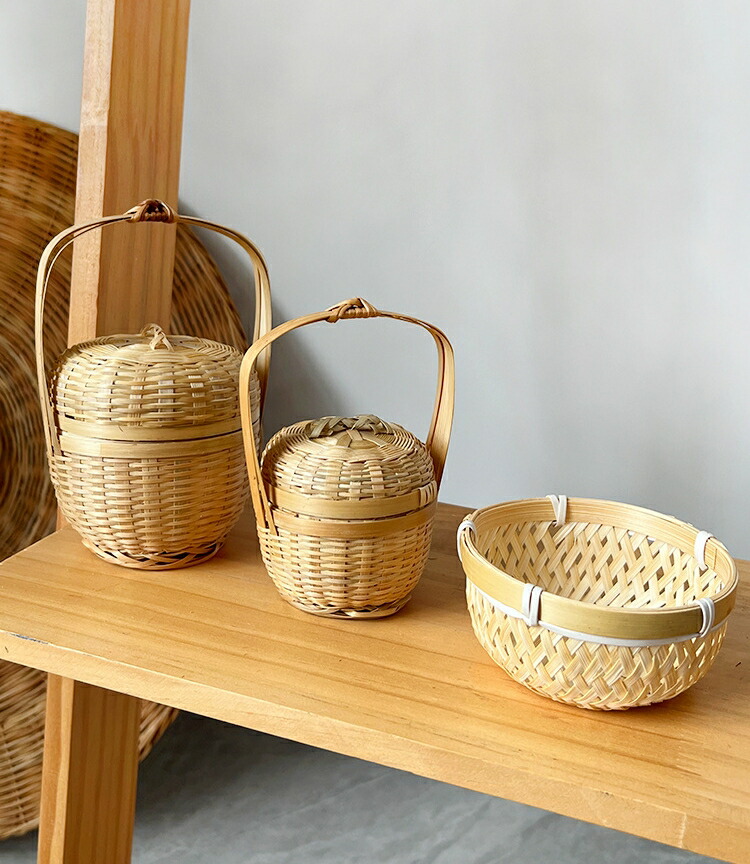 楽天市場】昔懐かしの 籠 かご 竹 手提げ 篭 白竹 小さい ミニ 持ち