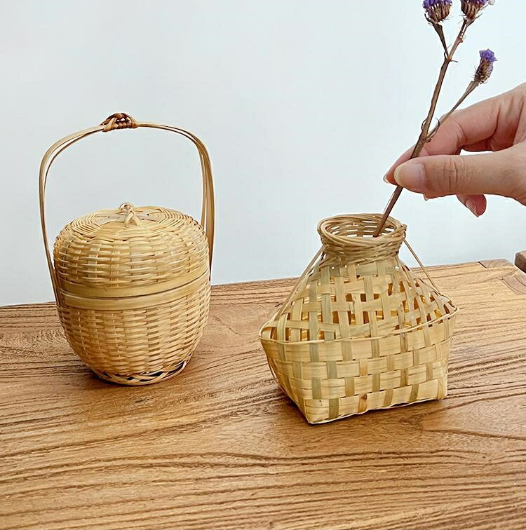 楽天市場】昔懐かしの 籠 かご 竹 手提げ 篭 白竹 小さい ミニ 持ち
