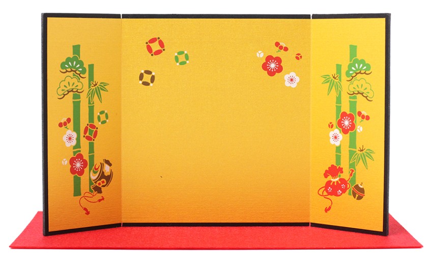 楽天市場】松竹梅屏風 三つ折り 136mm×242mm : 人形の一藤
