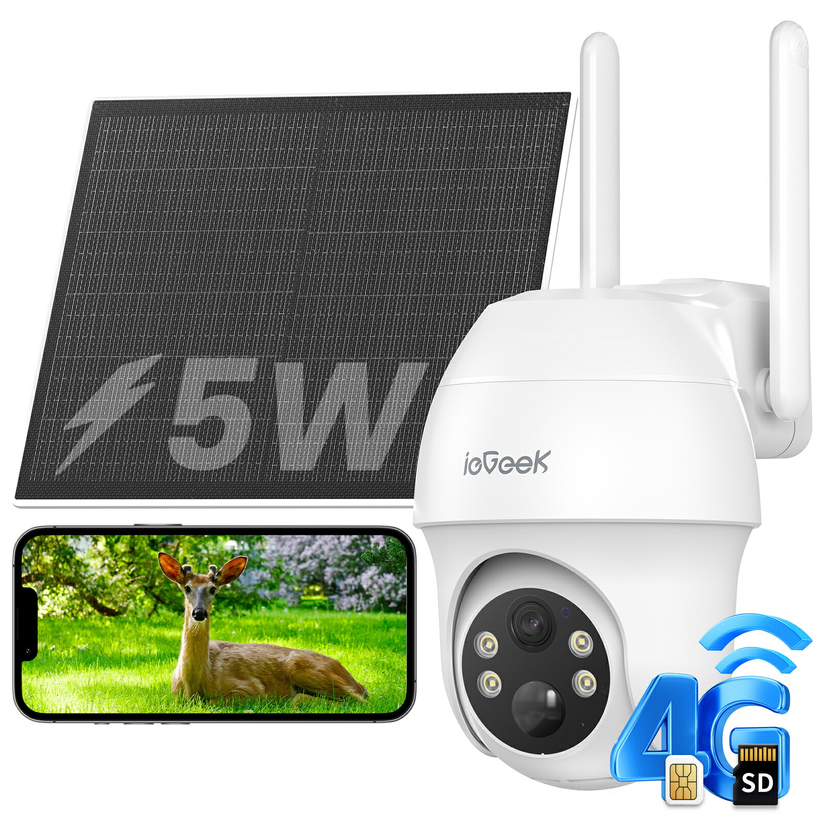 楽天市場】【WIFI/電源不要・64GBSDカード&SIMカード付属】防犯カメラ