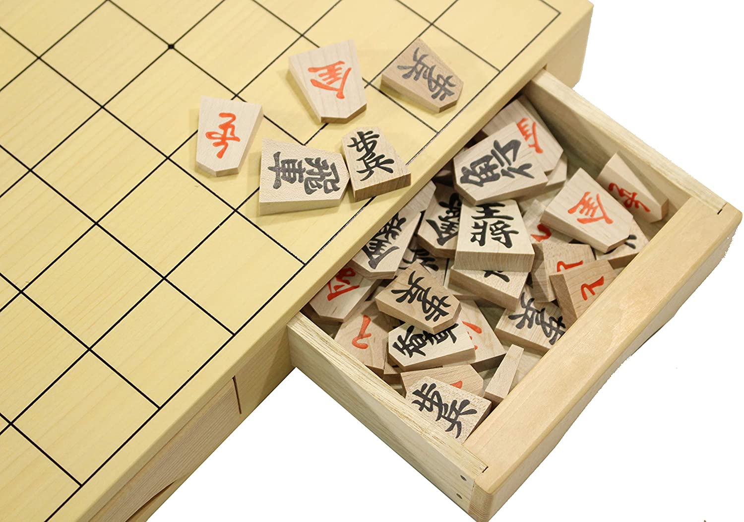 楽天市場】木製将棋盤セット 完全収納式将棋セット「名人PREMIUM