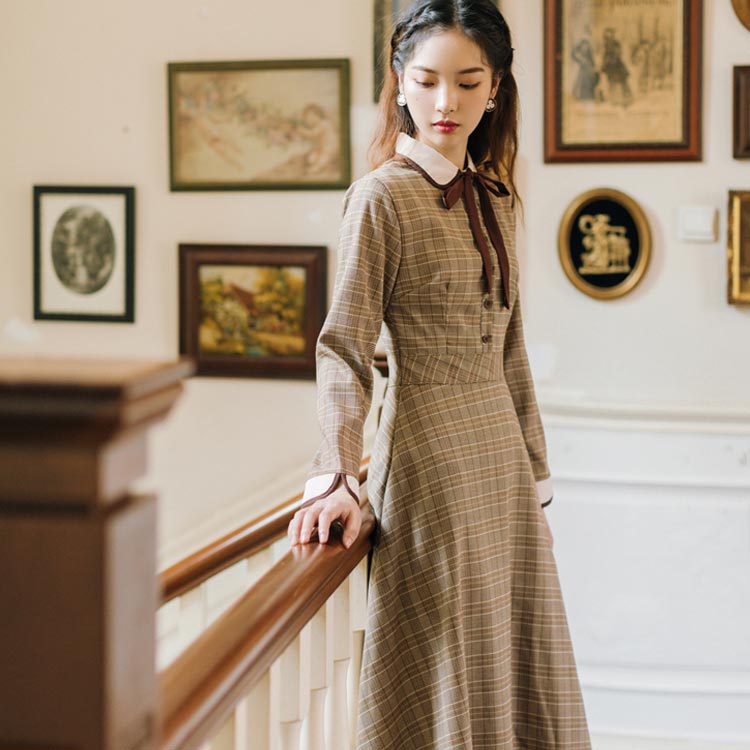 楽天市場】チェック柄ロングワンピース ワンピース チェック ロング