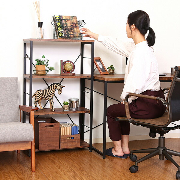 楽天市場】4段 ラック 60 木製 シェルフ 棚付き ヴィンテージ風