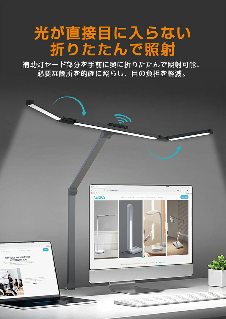 楽天市場】デスクライト LED ワイド クリップ ライト 学習机 目に