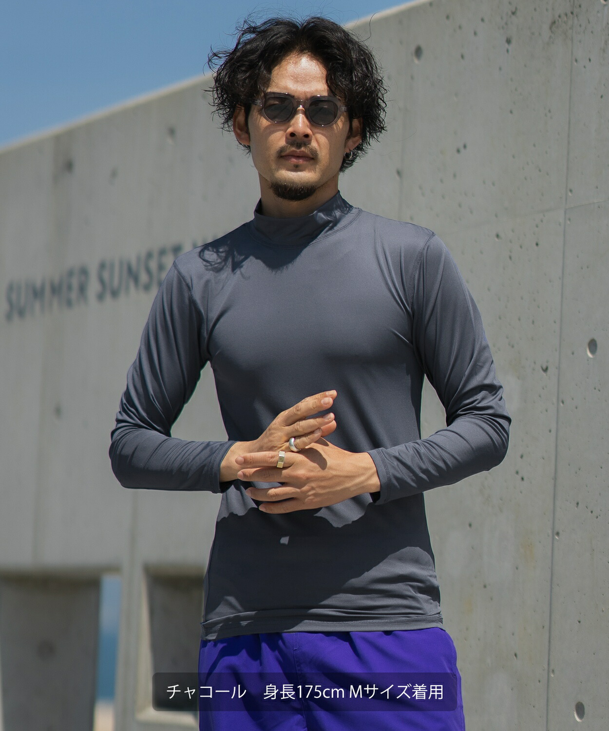 楽天市場】ラッシュガード メンズ 長袖 Tシャツ モックネック 水着