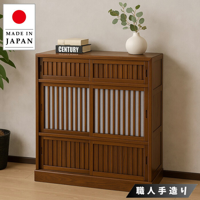 楽天市場】【開梱設置無料】 水屋箪笥 和風 食器棚 完成品 ダイニング