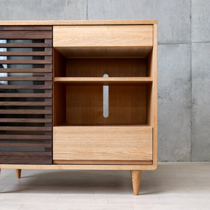 楽天市場】サイドボード AVラック キャビネット 北欧 無垢材 85 幅80cm