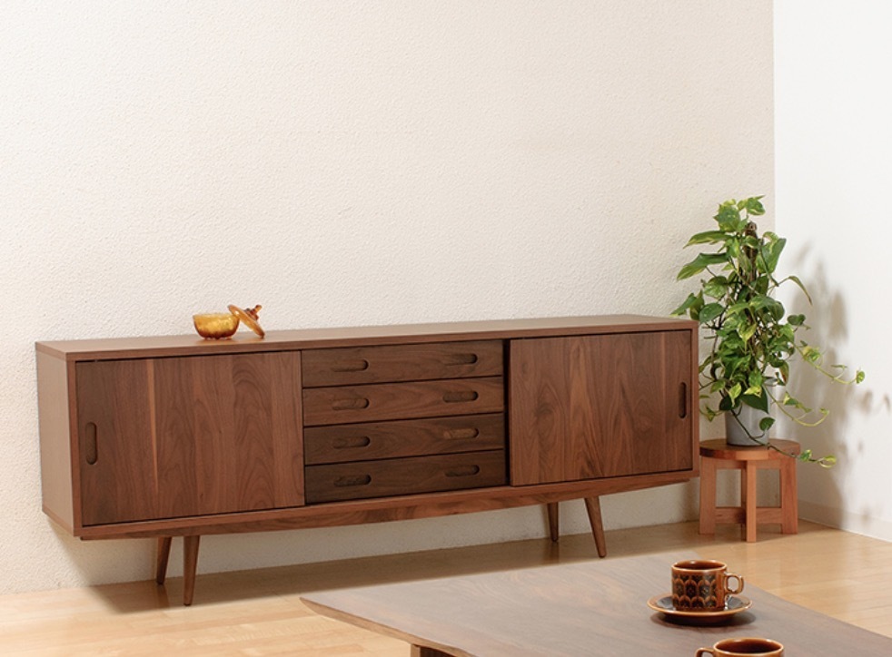 楽天市場】サイドボード ウォールナット 北欧モダン リビングボード 幅