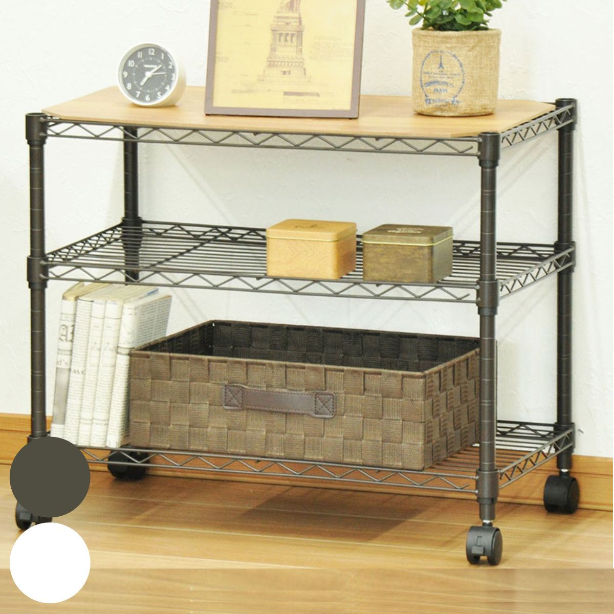 楽天市場】スチールラック 3段 ロータイプ キャスター付 幅60cm