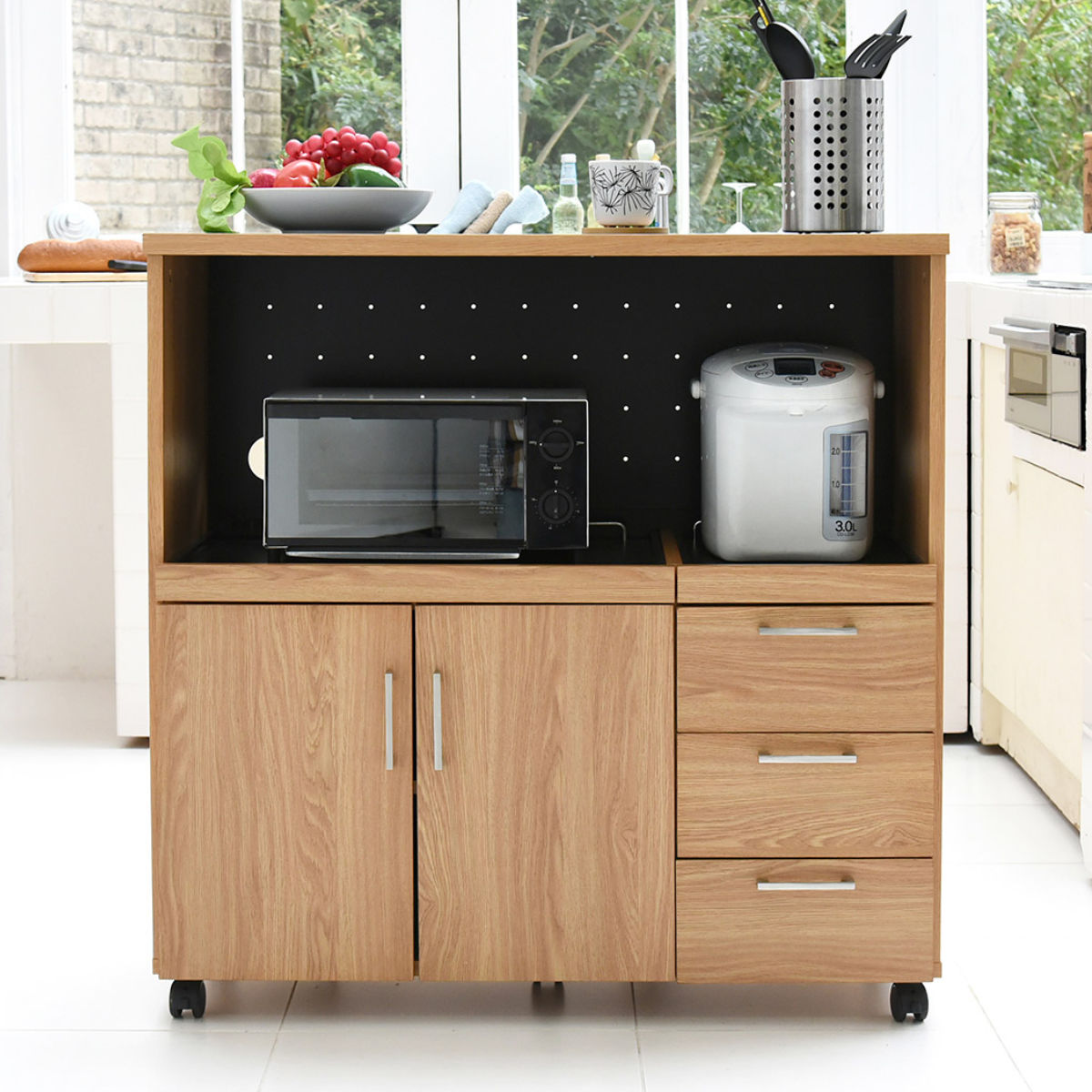 楽天市場】レンジ台 幅90cm キッチンラック キャスター付 北欧風