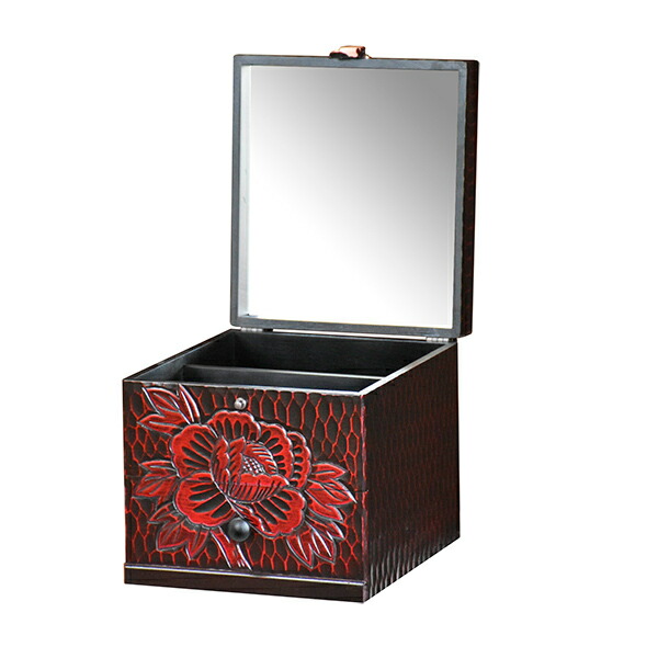 楽天市場】メイクボックス 幅23cm ミラー付き 小町 鎌倉彫 手彫り 収納