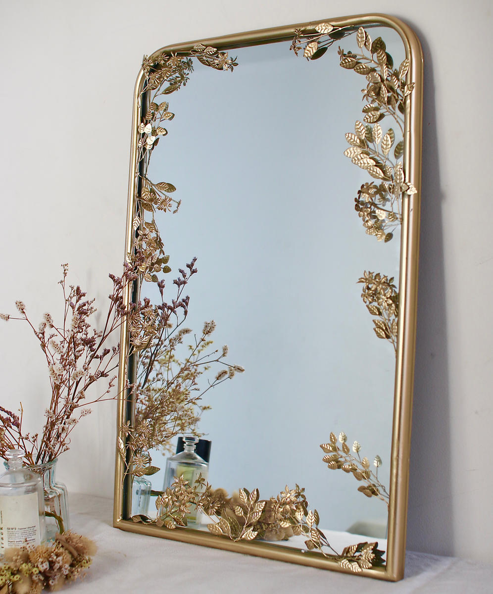 楽天市場】ミラー 壁掛け 幅35.5×高さ54cm フローラルミラー （ 鏡