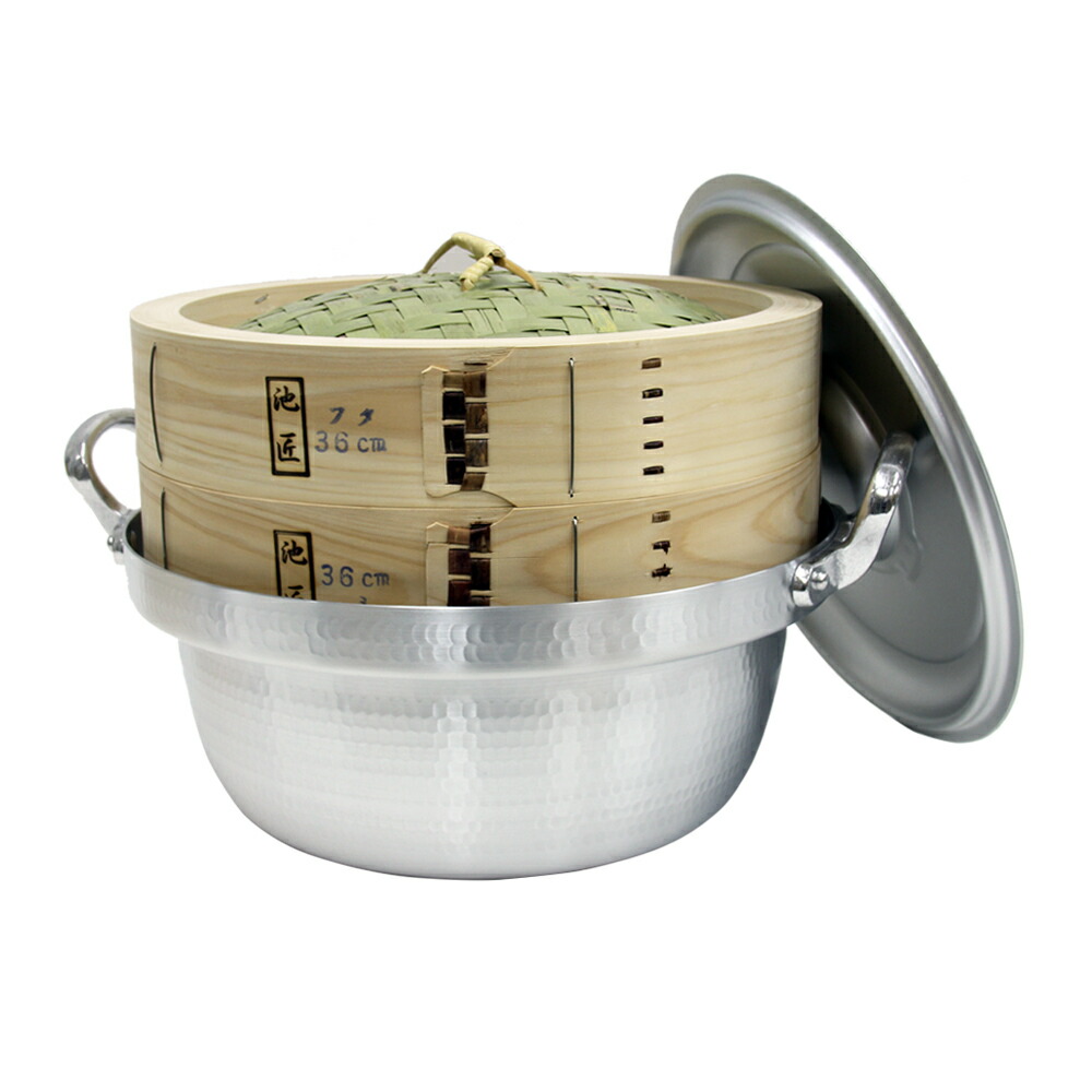 楽天市場】池匠 ひのき中華セイロ36cm(身1・蓋1)＋セイロ用料理鍋36cm