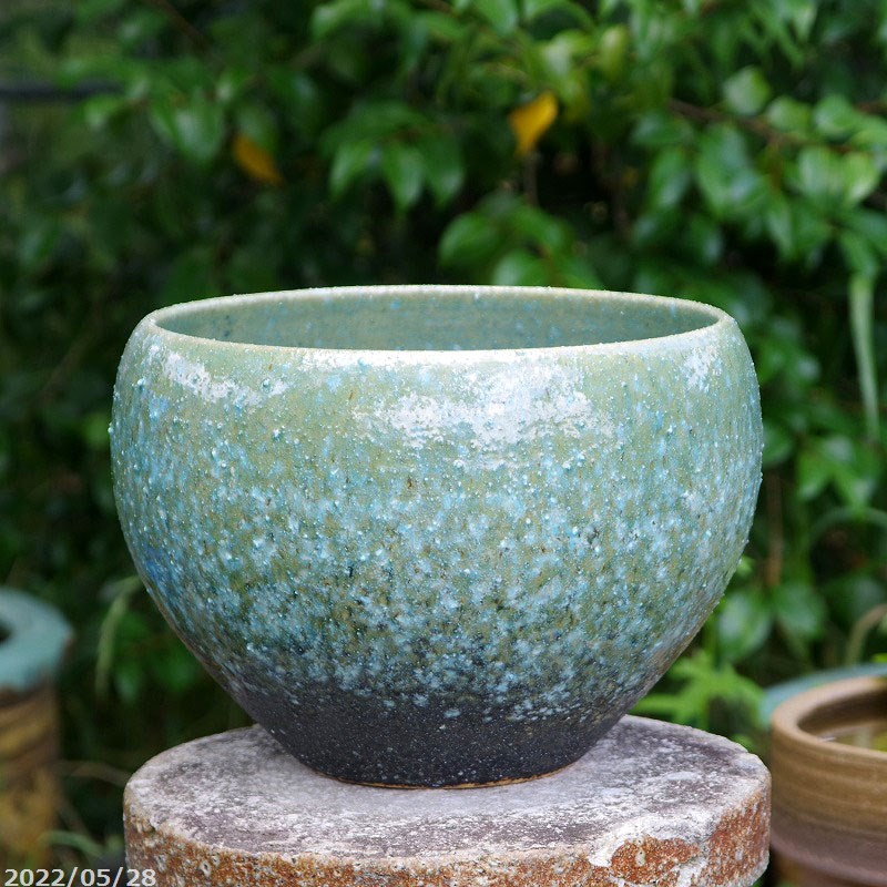 楽天市場】【あす楽対応】】 信楽焼 睡蓮鉢 選べる 緑窯変 丸水鉢 10号