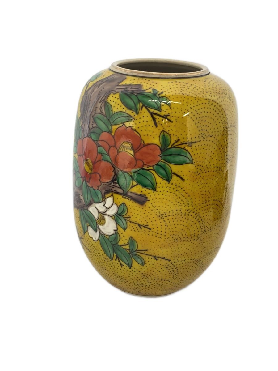 楽天市場】【中古】九谷焼◇青手花鳥文花瓶/九谷賢三造/椿/イエロー