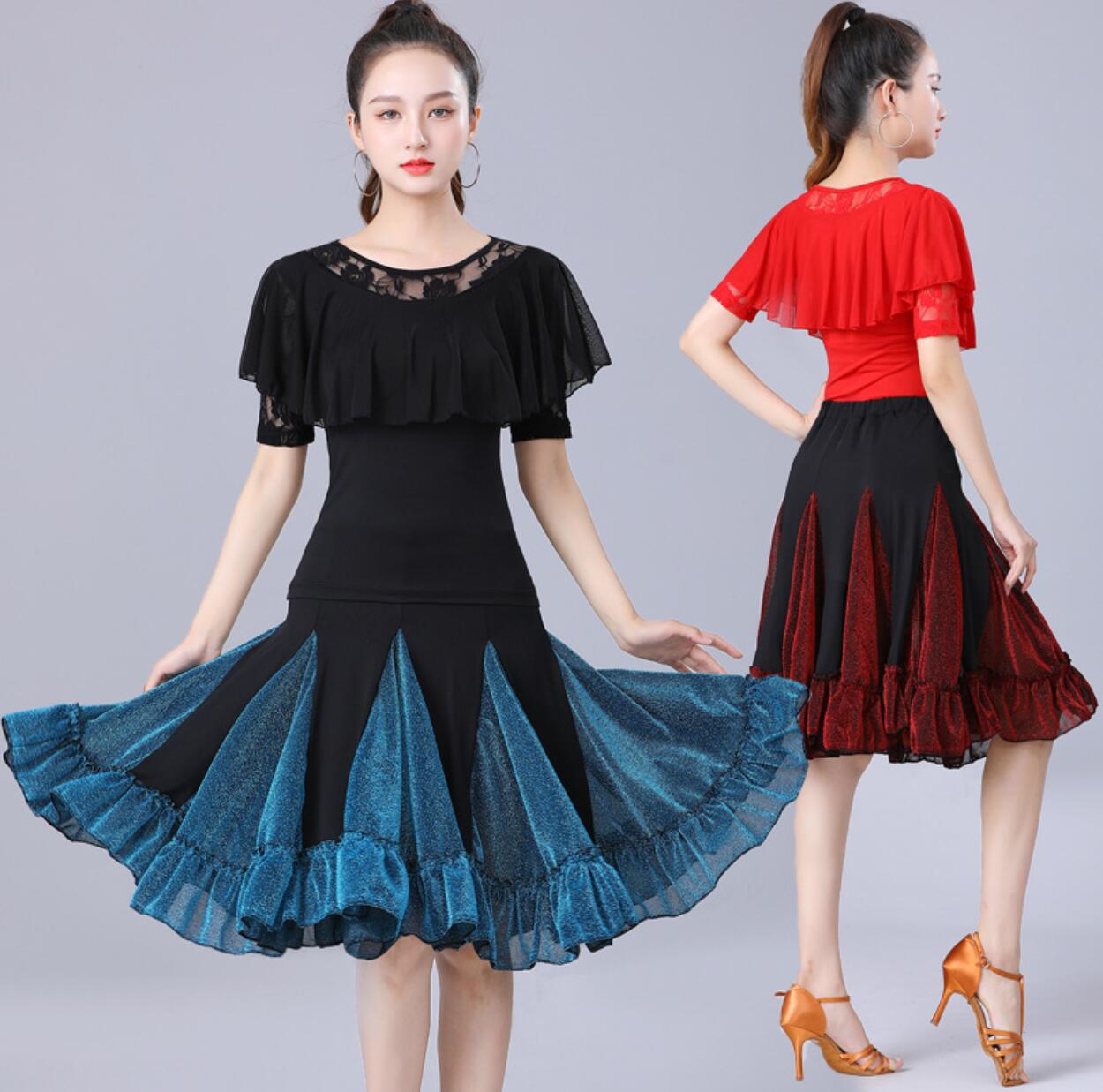 楽天市場】レディース 社交ダンス衣装 上下2点セット 膝丈 ミドル丈