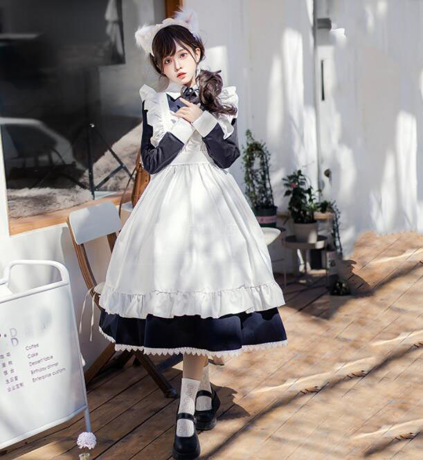 楽天市場】メイド服 長袖 ロング丈 メイドコス レディース 大人 メイド