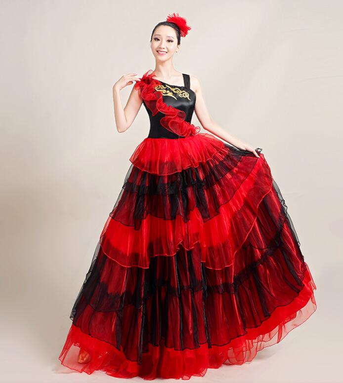 楽天市場】フラメンコワンピース 大きい裾 モダンドレス チュール