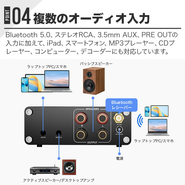 楽天市場】【最大200W高出力】Bluetoothアンプ 小型 パワーアンプ