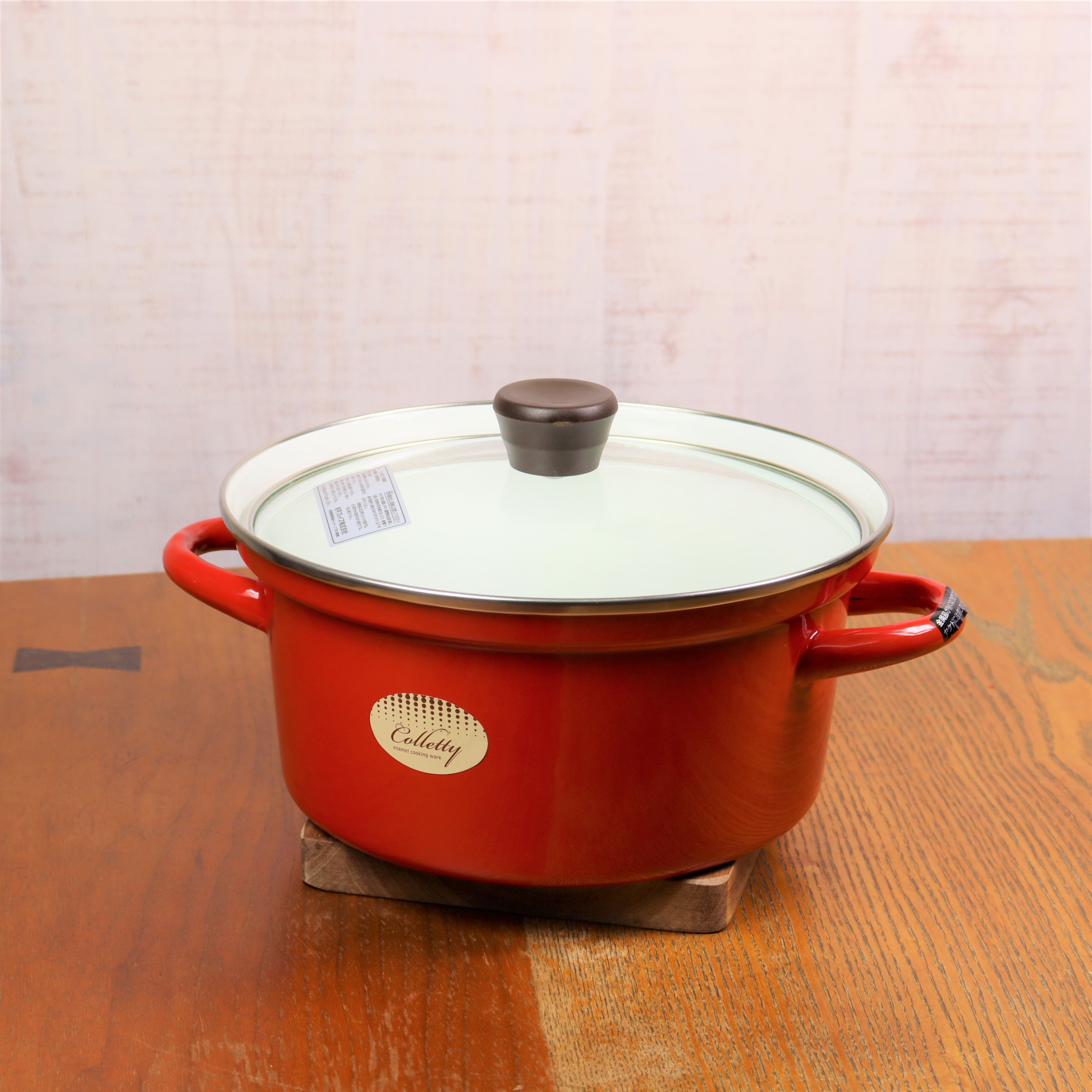 楽天市場】【数量限定セール価格】ホーロー鍋 両手鍋 ガラス蓋 レッド